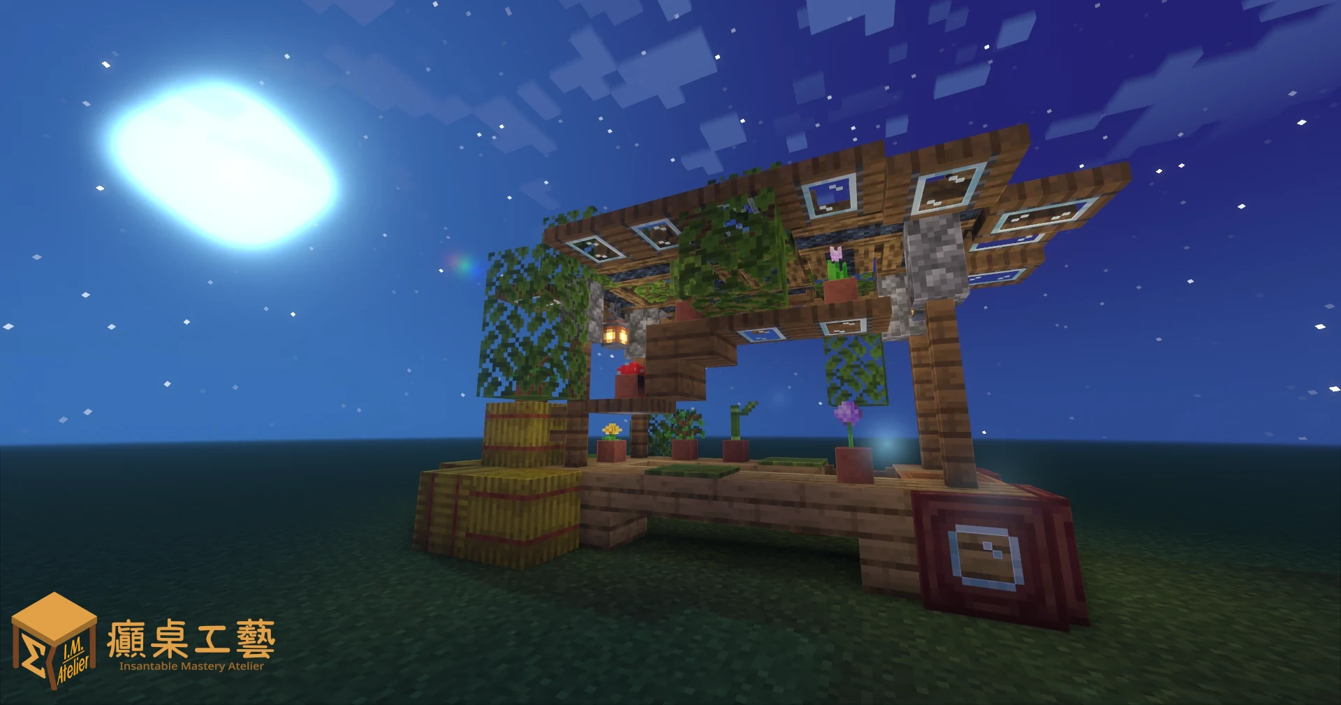 月下木構花坊 — 癲桌工藝 Minecraft 田園木構建築作品